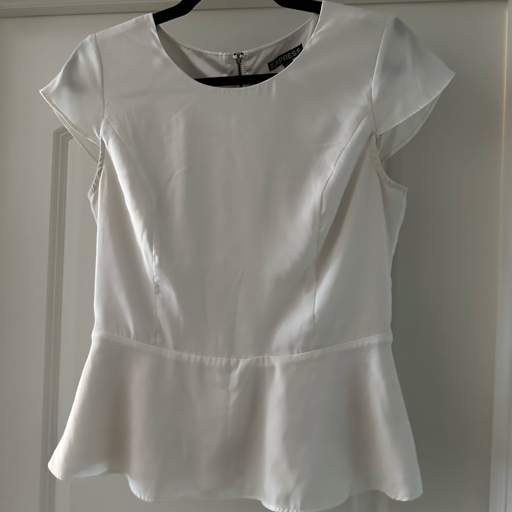 Express Women's White Peplum Top